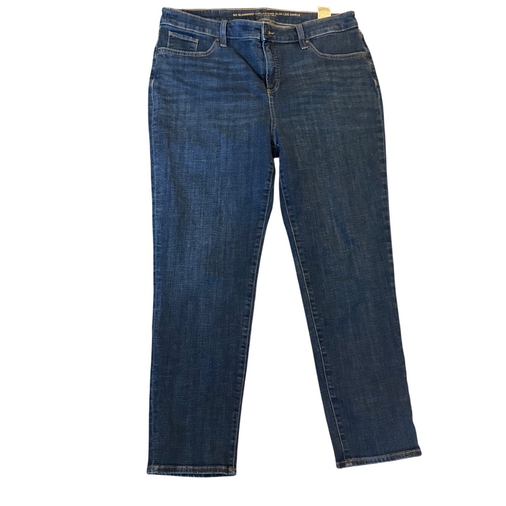 Chico's So Slimming Girlfriend Slim Leg Ankle Jeans Blue Denim Size 2R US 12R